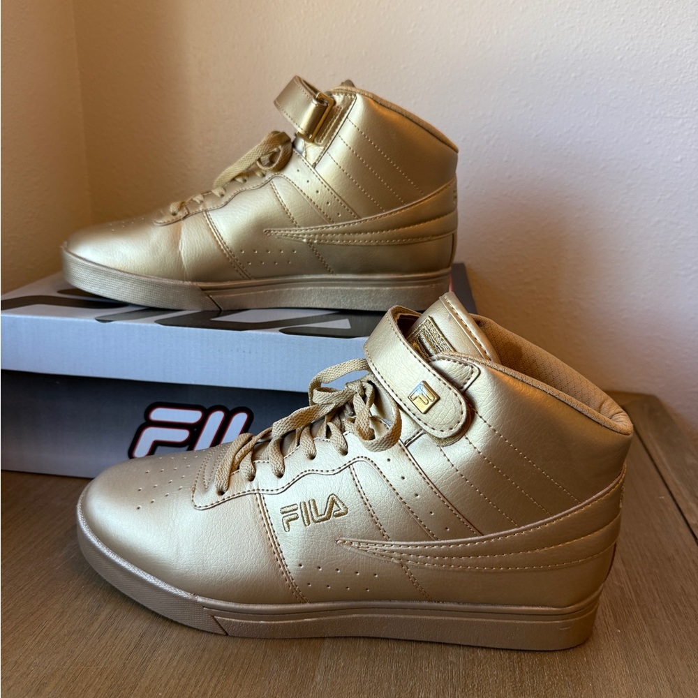Fila Metallic Gold High-Top Sneakers Mens 11